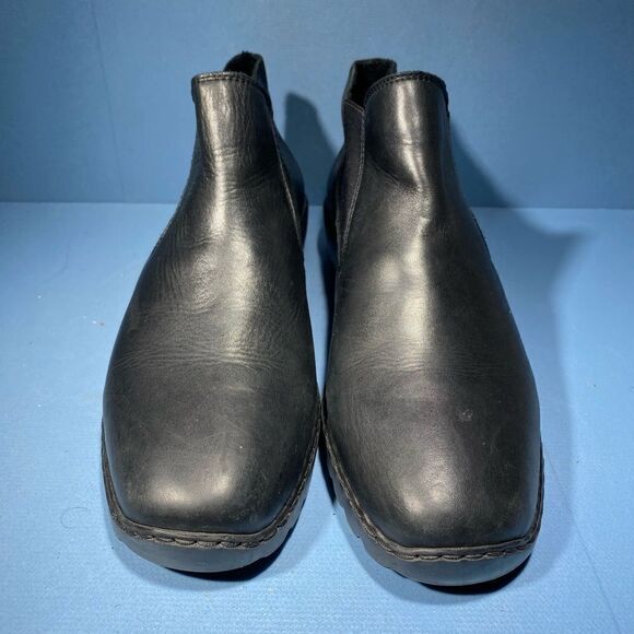 Remonte Rieker Wedge Ankle Boot Black Leather Round Toe Fleece Lined Women’s 8 - Picture 2 of 7